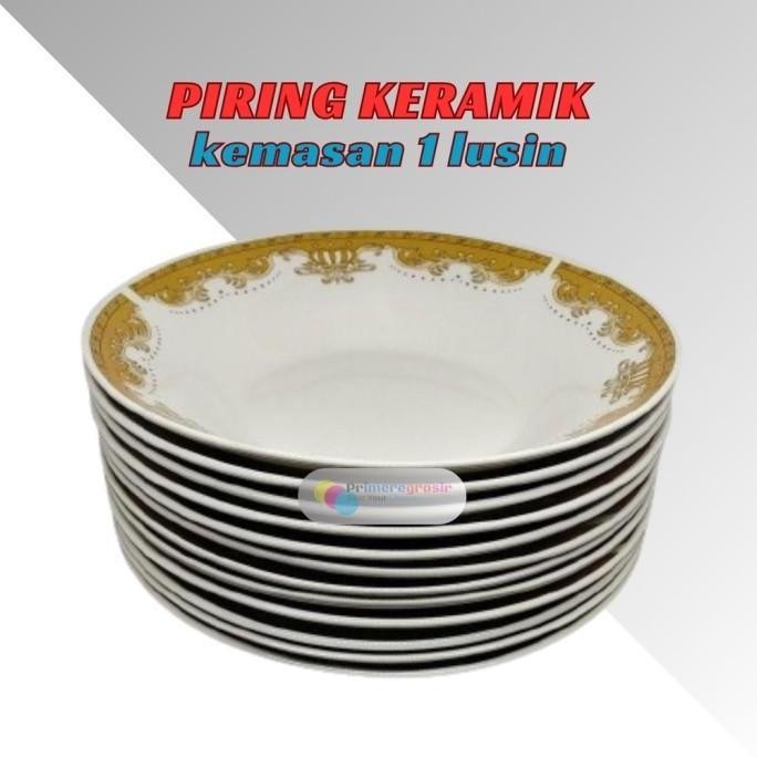 Piring Keramik 1 Lusin 12 pcs Murah / Piring Makan Keramik 1 Lusin NS