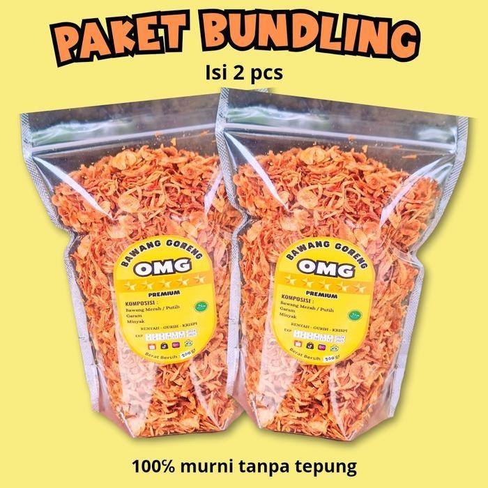 

SEDIA! [SUPER PREMIUM] PAKET HEMAT 2 POUCH BAWANG GORENG berat 400 gr (200 gr/Pouch) Asli Murni ORIGINAL Ori!!