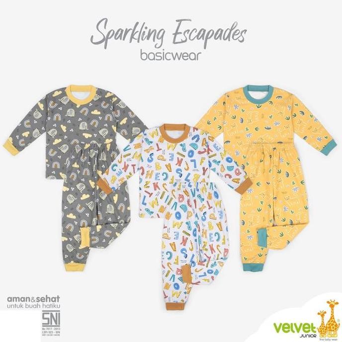 Velvet Junior Piyama Baju Tidur Anak Laki Laki Perempuan Big Size 2 3 4 5 6 7 8 9 10 Tahun Katun Lak