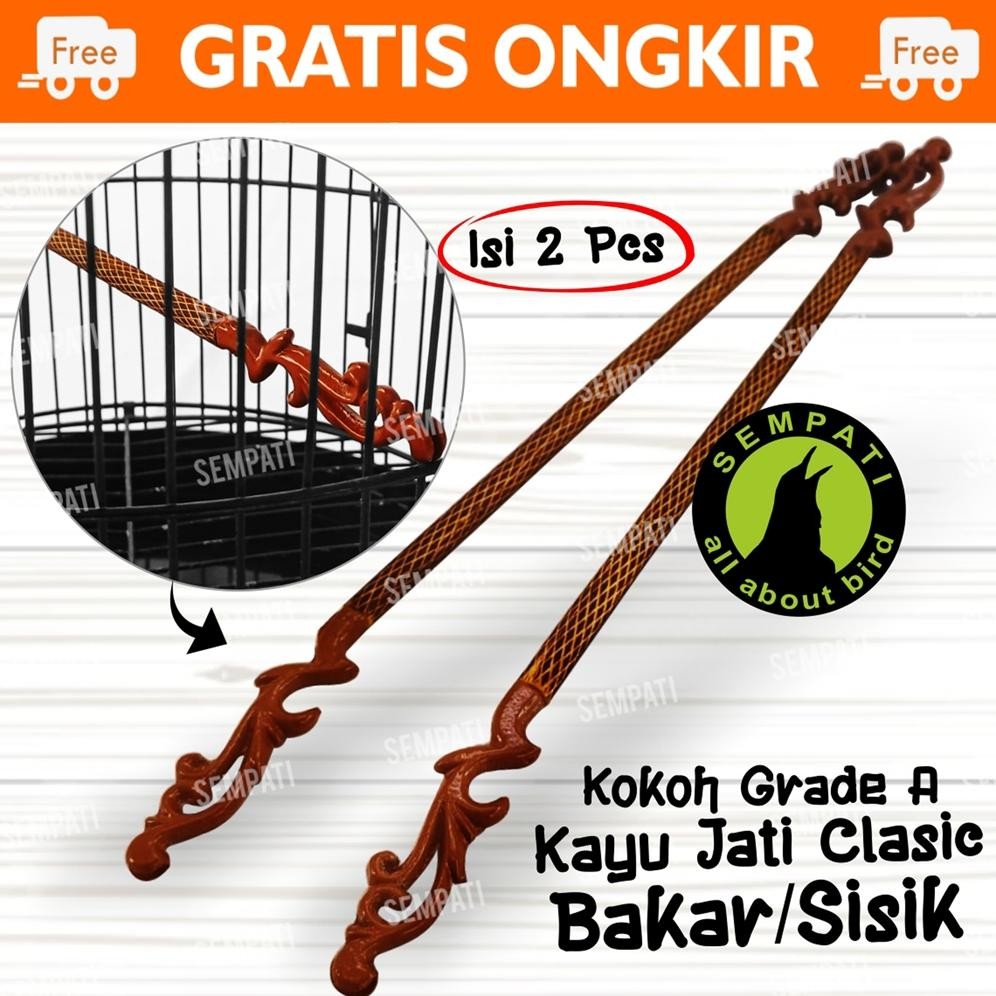 SEMPATI Tangkringan Konin Bakar Isi 2 Motif Sisik Ular Salak Nanas Ujung Ukir Tangkringan Sangkar Ka