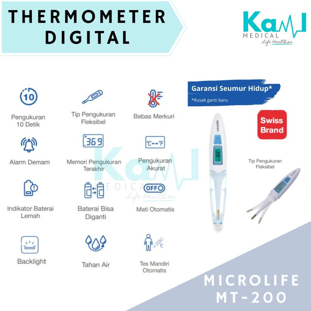 Microlife Thermometer Digital MT-200 | Alat Ukur Suhu Badan | Pengukur Termparatur Suhu Badan | DiM