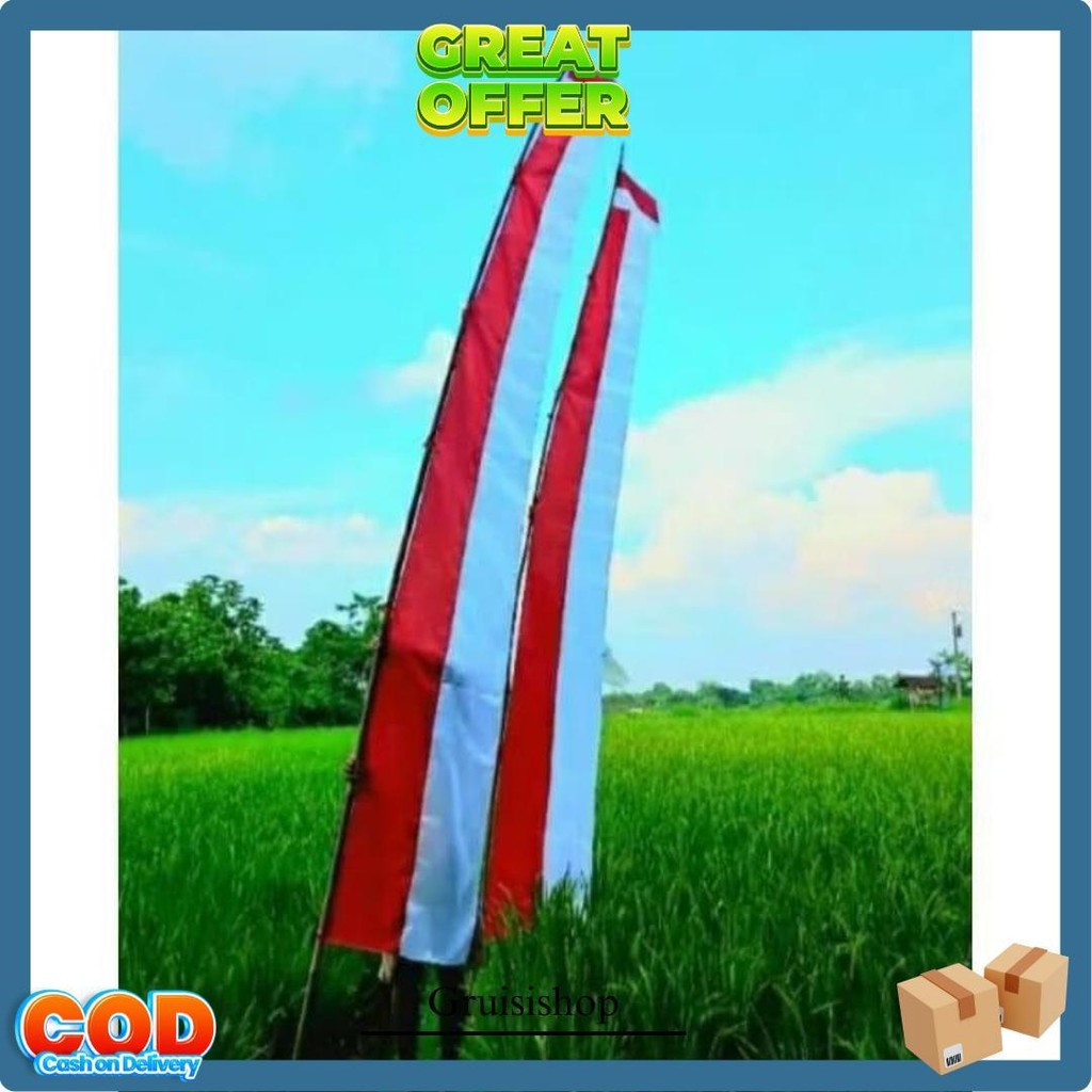 Umbul Umbul Layur Merah Putih 4M / Layur Merah Putih Panjang 4M / Bendera Umbul Umbul Siap Kirim