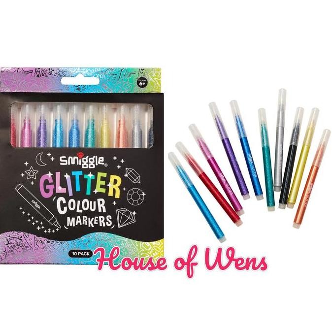 

TERMURAH - SMIGGLE GLITTER MARKER PACK X10 - SPIDOL GLITER SMIGGLE
