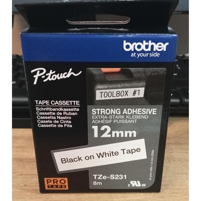 

Brother Label Tape Tze-S231 Black On White Strong Tape 12Mm Putih New Stok