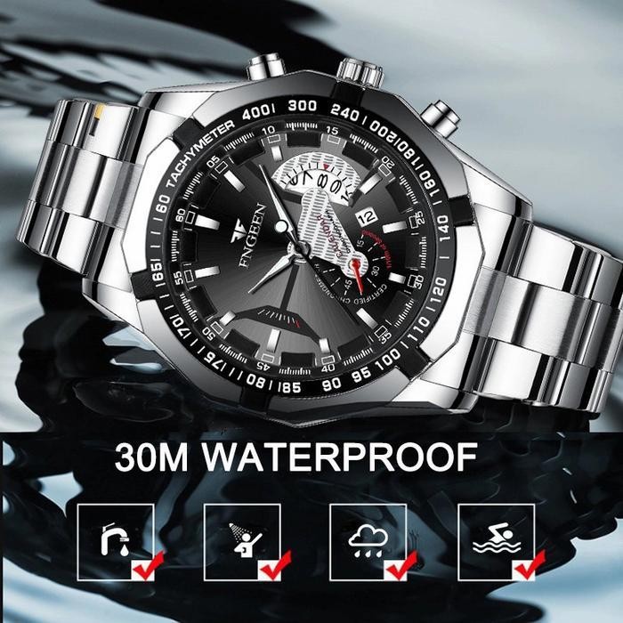 AT Jam Tangan Pria FNGEEN S001 SILVER ORIGINAL PROMO LEBARAN