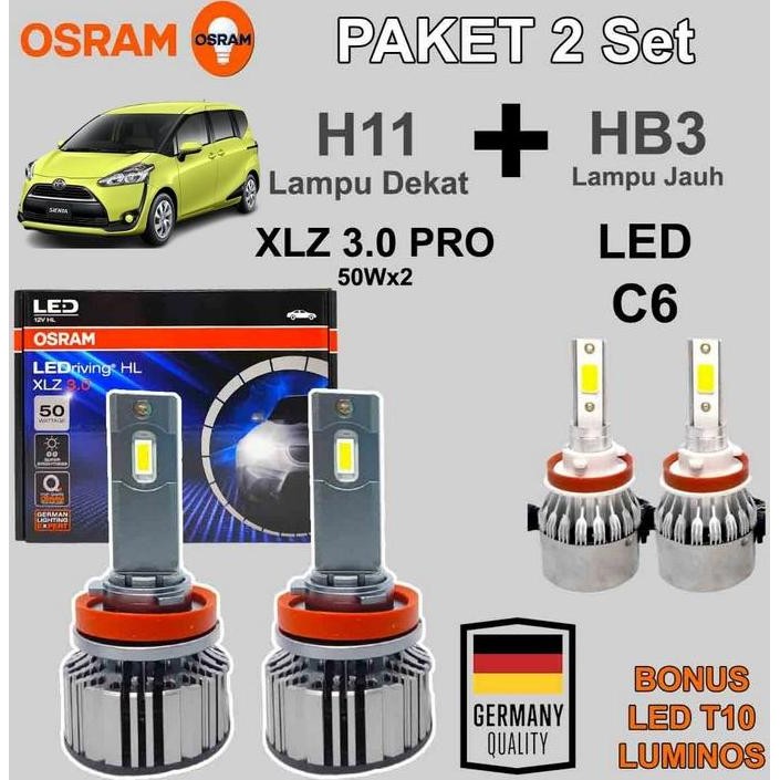 ready Paket Lampu LED SIENTA OSRAM XLZ + LED C6 HB3 9005 Bohlam LED Putih