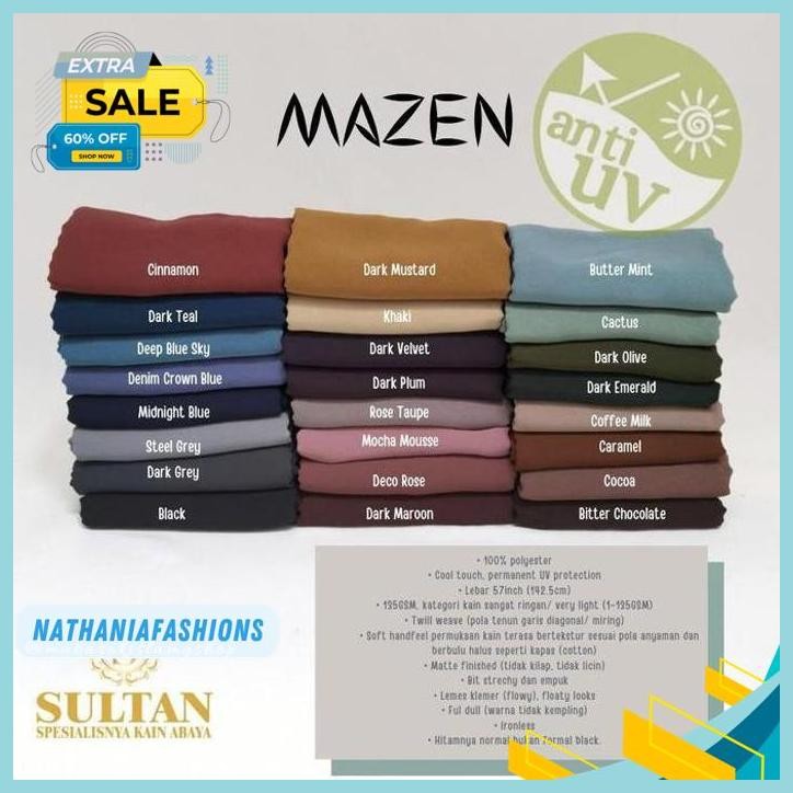 KAIN SULTAN POLOS MAZEN MARZAN ANTI UV BAHAN KAIN GAMIS ABAYA BY NATHANIA FASHIONS KUALITAS PRODUK T