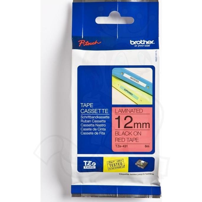 

Brother Label Tape Tze-431 12Mm Black On Red New Stok