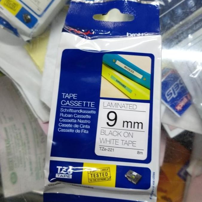 

Pita Label Brother 9Mm Black On White Tape New Stok