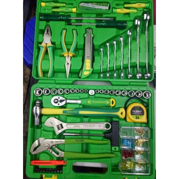TEKIRO TOOL SET 60 PCS KOTAK PLASTIK - KUNCI PERALATAN BENGKEL MOBIL MOTOR ASLI