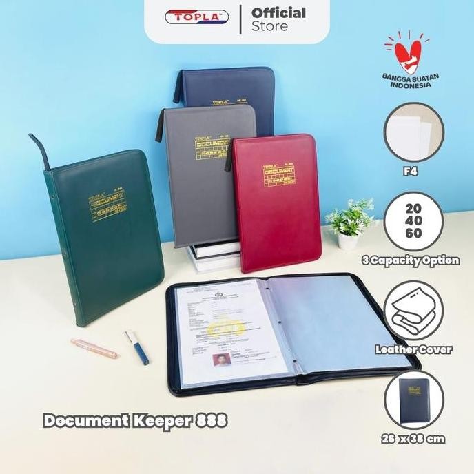 

MAP DOKUMEN PLASTIK TOPLA 40 KANTONG - KEEPER FOLIO IJAZAH RESLETING STATIONERY ASLI