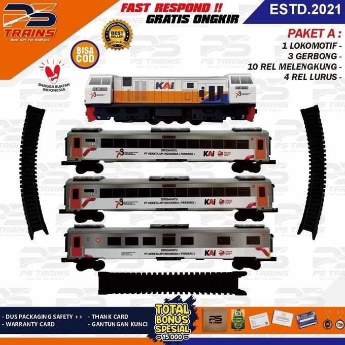 MAINAN KERETA API CC206 HUT KAI 78 MINIATUR HANDMADE KAYU PLASTIK + DINAMO GIFT ASLI
