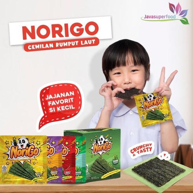 

(Promo Spesial) Norigo 1 Dus Free 10 Pcs / Nori Sachet Seaweed Snack 3G Rumput Laut Halal Kualitas Terbaik Harga Termurah