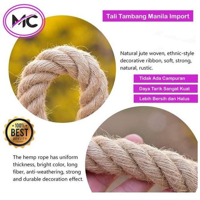 

Terlaris Tali Tambang Besar 38Mm 40Mm Tampar Manila Goni Kapal Dadung Rami Ready Stok