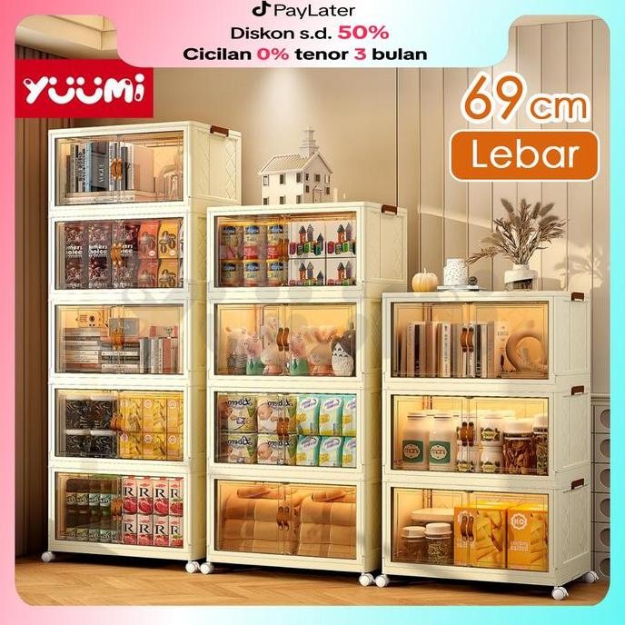 LEMARI PLASTIK LIPAT YUUMI SUSUN 69CM SERBAGUNA PAKAIAN MAINAN SNACK ORGANIZER ASLI