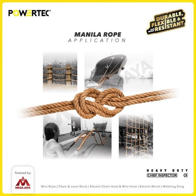 

Terlaris Powertec Tali Tambang Manila Rope 10Mm X 190M X 14Kg Tampar Dadung Ready Stok