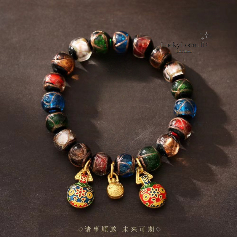 Gelang kaca, gelang warna-warni, pasangan multi-batu permata, multi-batu permata kuno