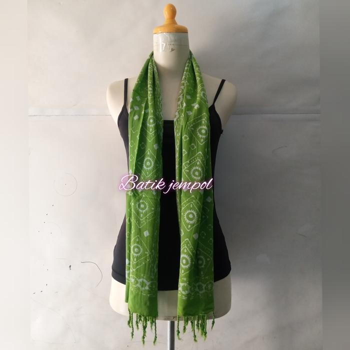 AV syal batik bahan paris warna hijau - scarf batik