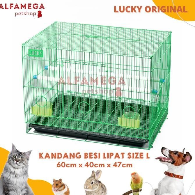 Kandang Umbaran Besi Lipat Size L 60X50X44 Burung Pleci Lovebird Lucky