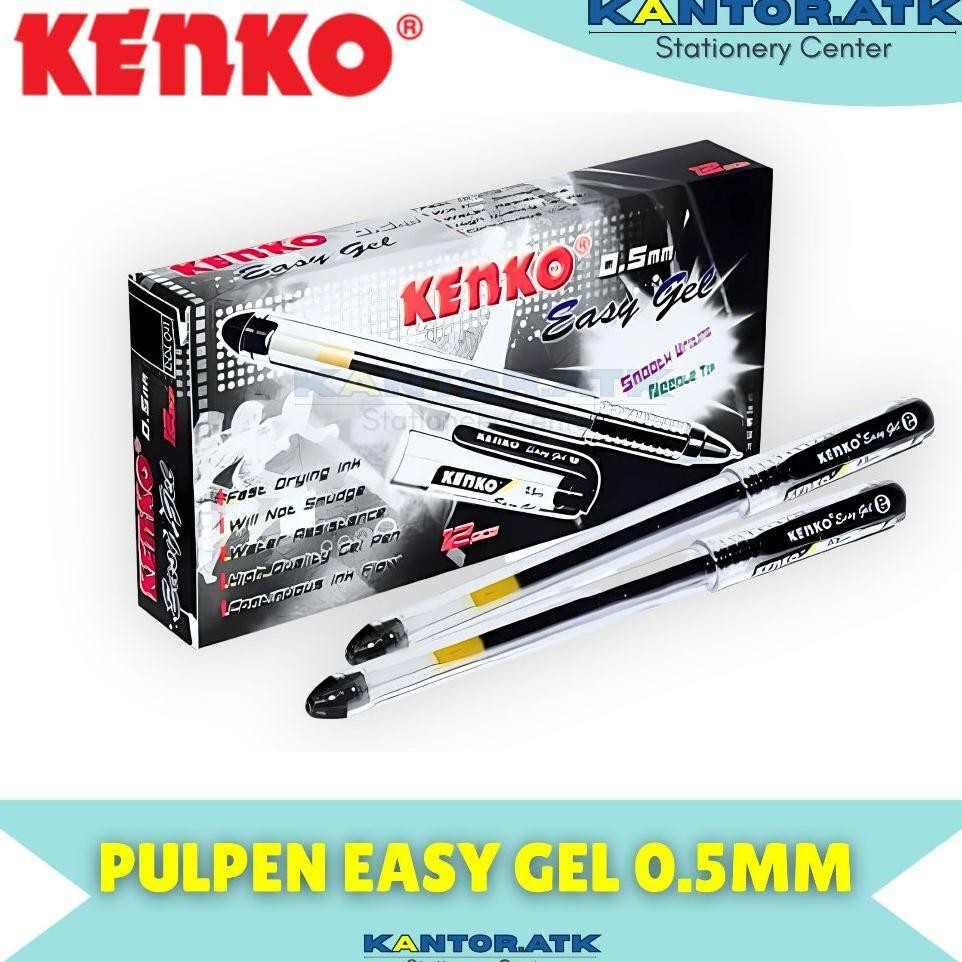 

12Pc Pulpen Kenko Easy Gel 0.5Mm Hitam