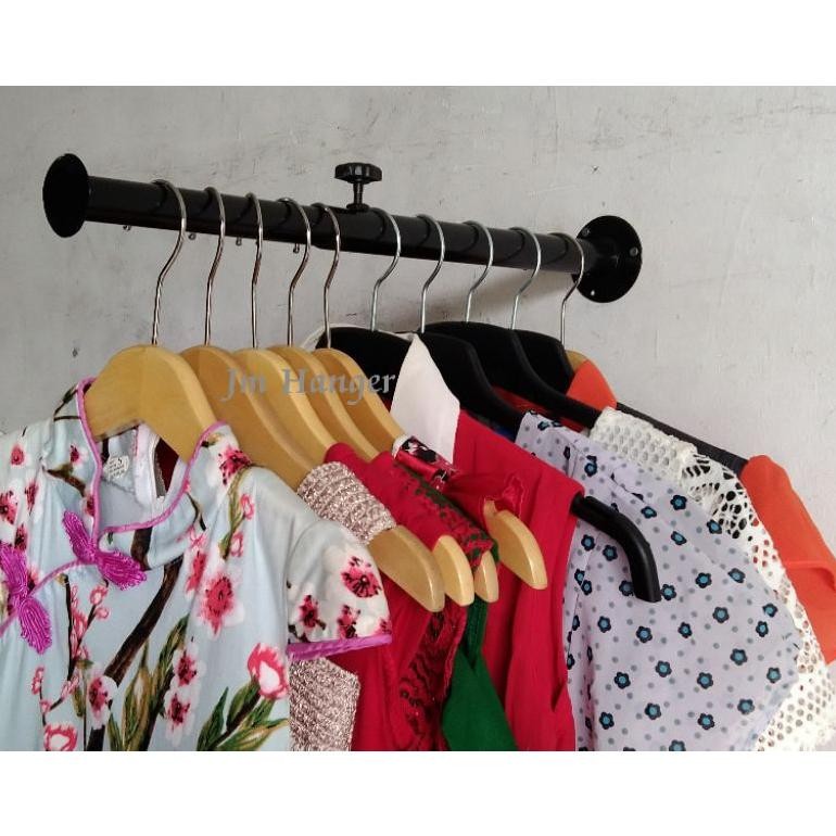 Gantungan Baju Tembok Dinding Pipa Besar Tarik Depan  Gantungan Baju Tembok Besi