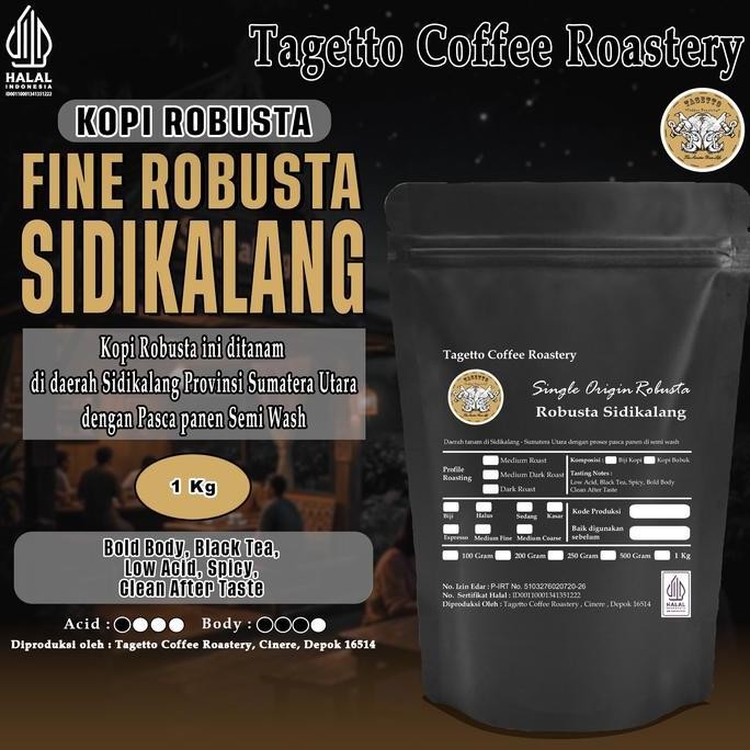 

READY BIJI KOPI FINE ROBUSTA SIDIKALANG 1KG | TAGETTO COFFEE | BUBUK & BEAN ROASTED