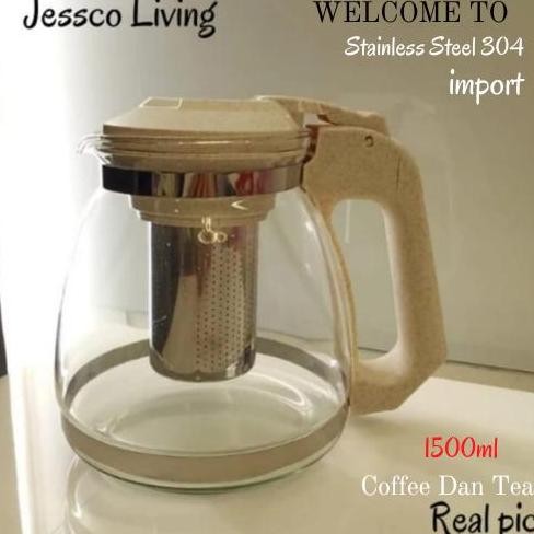 READY TEKO KACA TEH & KOPI 1500ML DENGAN SARINGAN - TEAPOT BOROSILIKAT