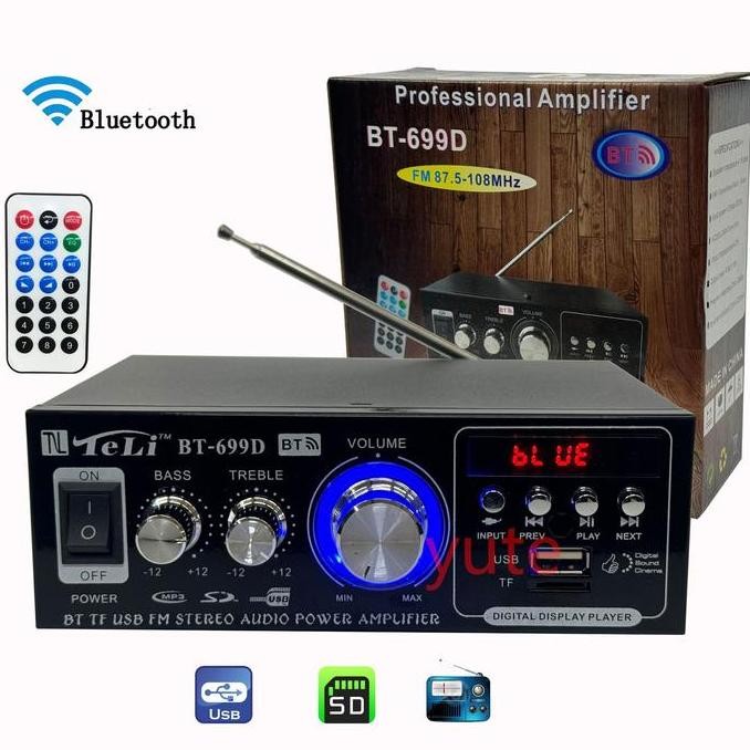 Ampli Power Bass Bluetooth BT-699D 500W Amplifier Karaoke Home Theater FM Radio Built-In Equalizer B