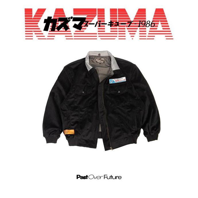 jaket korduroi hitam kazuma 1986 japan vintage retro bomber oversize pria riding motor terlaris