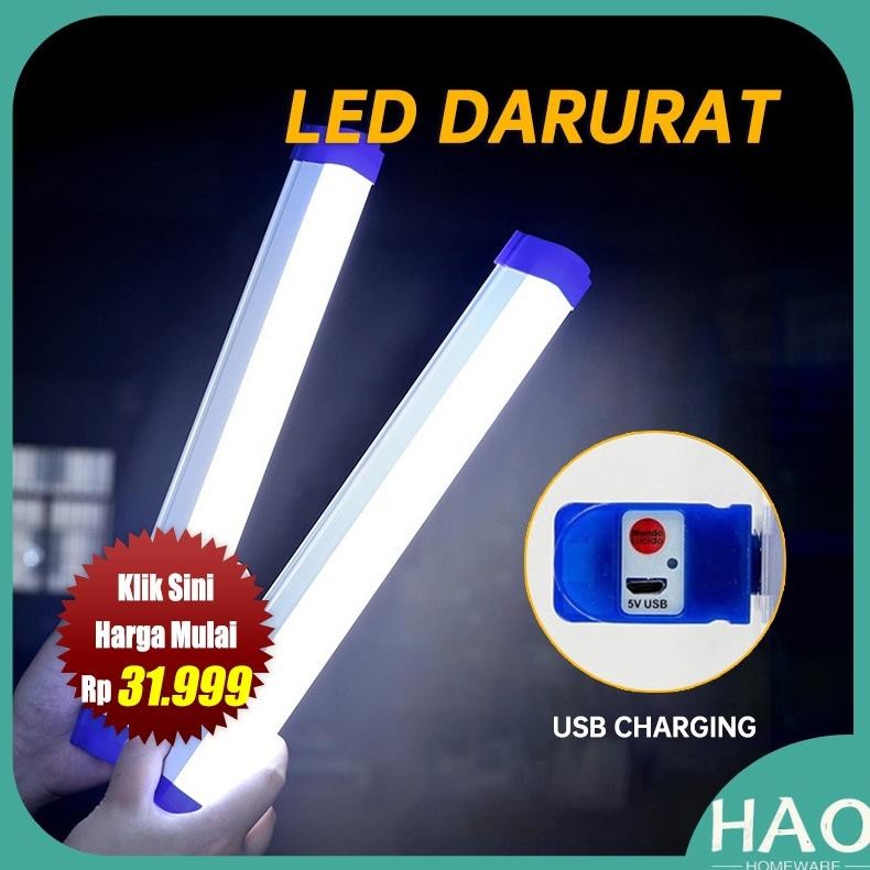 Ready LAMPU LED DARURAT PANJANG USB CHARGING / NEON T7 USB BOLAM LET PORTABLE EMERGENCY MATI LAMPU L