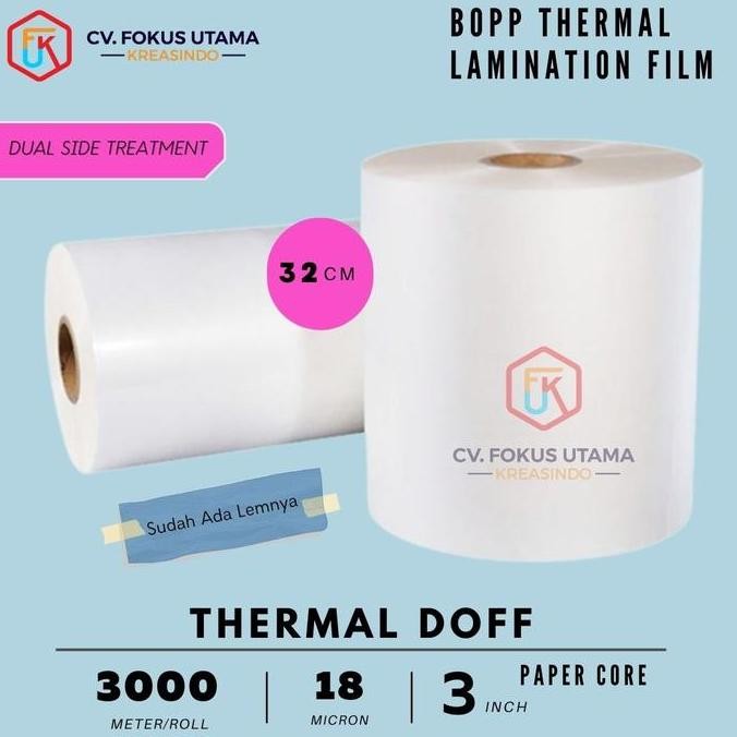 

Promo Roll Plastik Laminasi Thermal Doff 32cm 18mic double corona COD