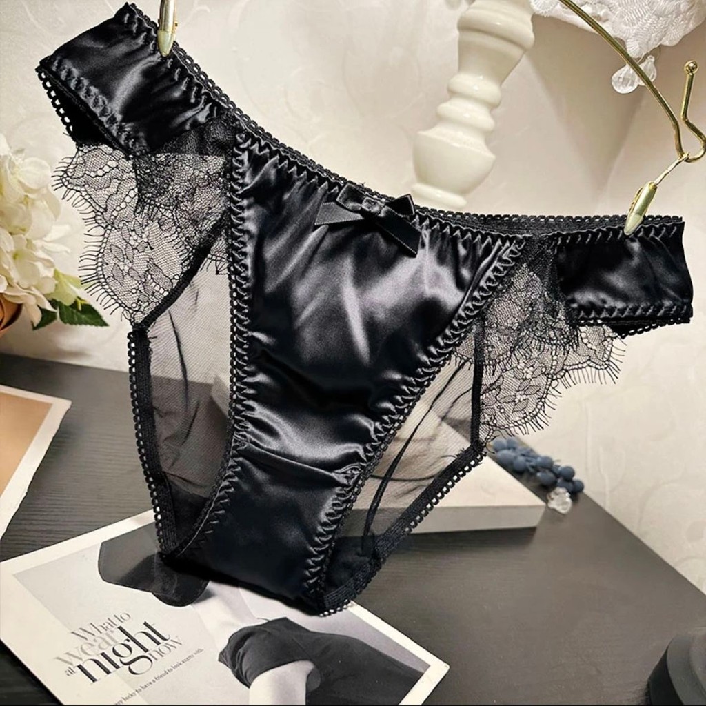 Panty Satin Renda Mewah Ringan Wanita Berkualitas Tinggi Celana Dalam Segitiga Tipis Rendah