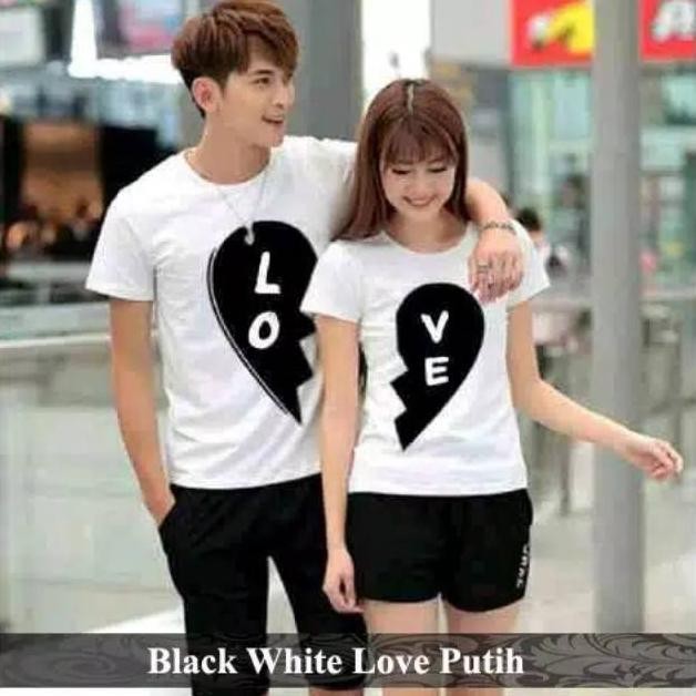 Me41 Gsl Baju Couple Pasangan Keluarga Kekinian Love Kaos Kapel Pacar Lengan Pendek Lebaran Kondanga
