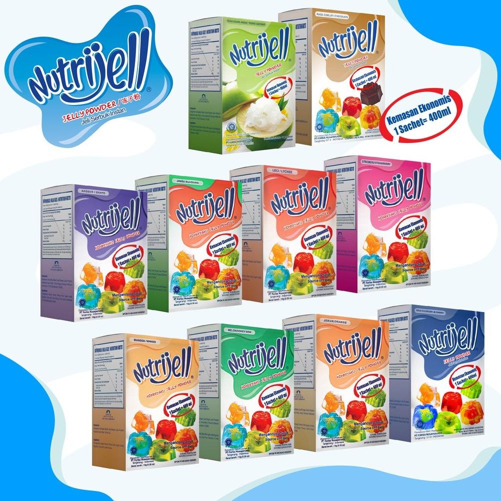 

[EJC] Agar-Agar Nutrijell Jelly Kemasan Ekonomis 10gr Isi 12pcs /box Nugi