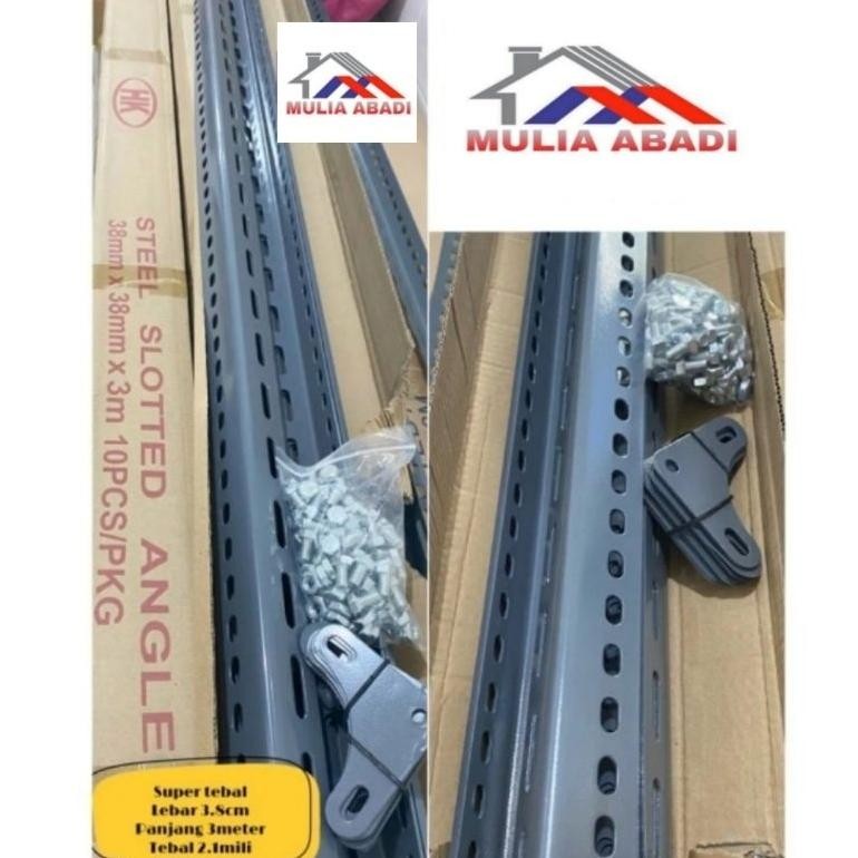 Rak Siku Lubang Tebal 2.1mili Besi Siku Lubang Tebal 2.1mm 3meter
