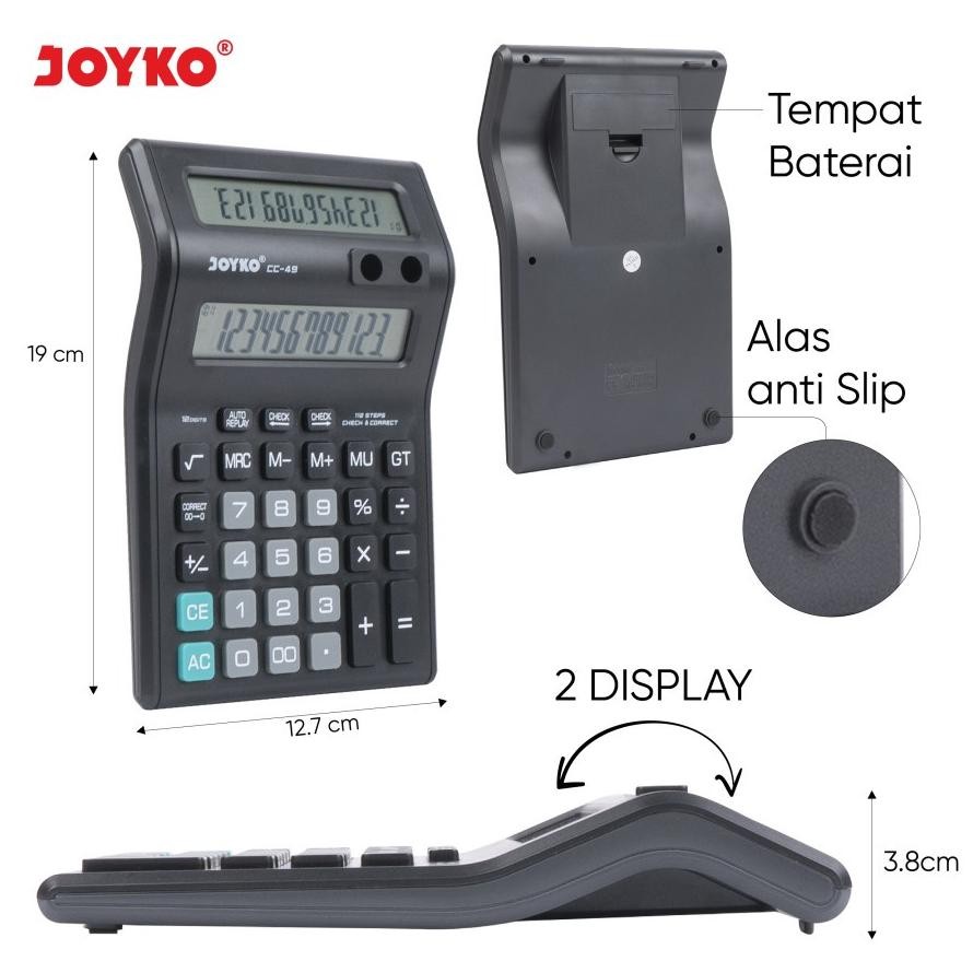 

Calculator JOYKO CC 49 - 2 Display CHECK & CORRECT12 Digit Kalkulator CC57 RB2
