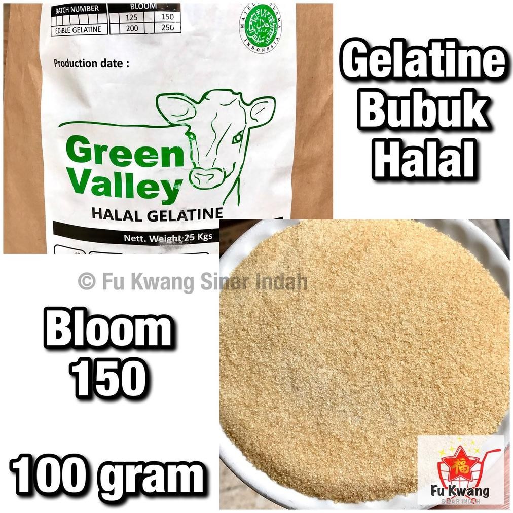 

Gelatine Gelatin Bubuk Halal Green Valley 100 Gram Nugi
