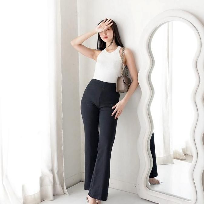 Selena Highwaist Cutbry Pants / Celana Panjang Cutbry Wanita Pink / Celana Panjang Premium Scuba Bro