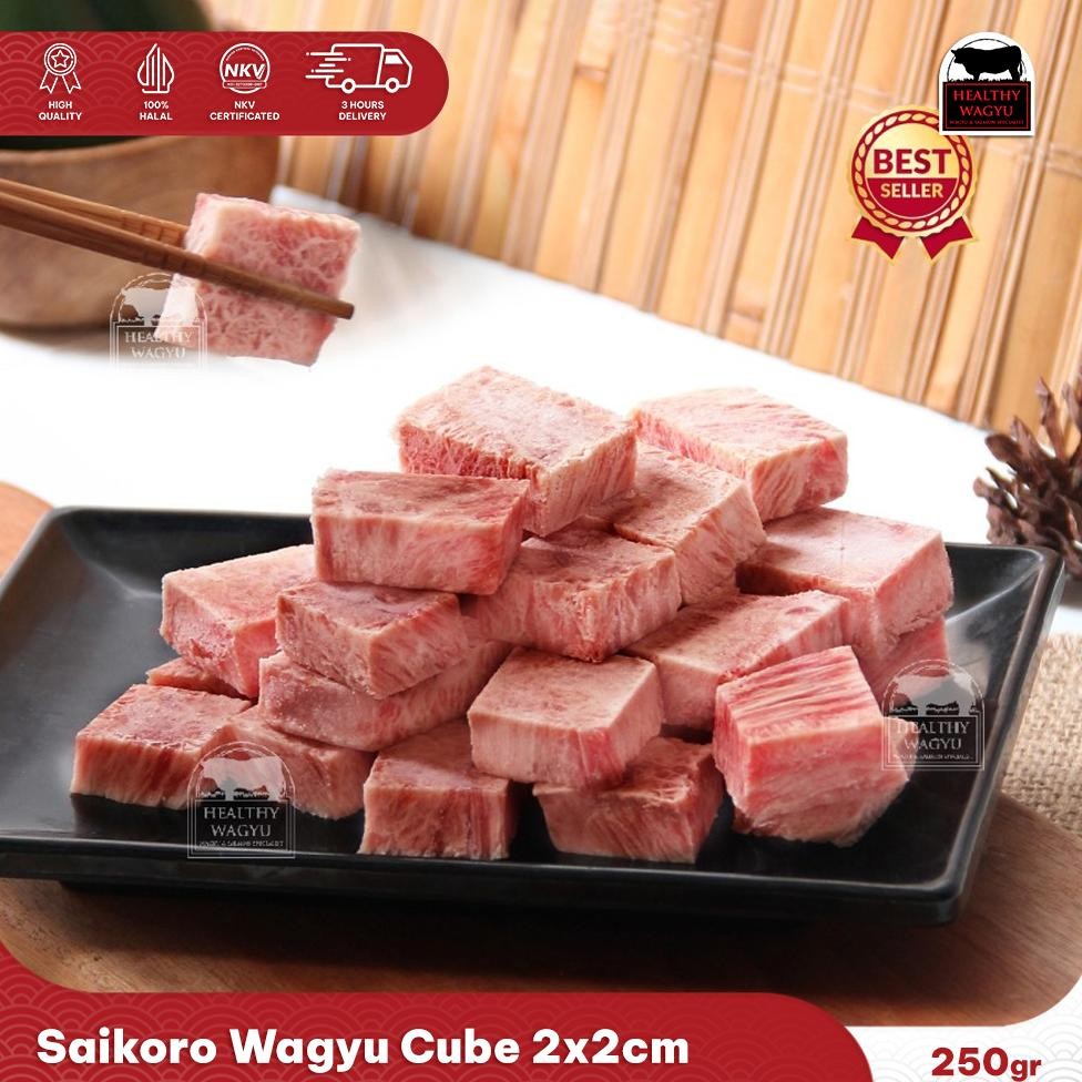 

Saikoro Wagyu Cube 2cmX2cm 250gr Healthy Wagyu Nugi