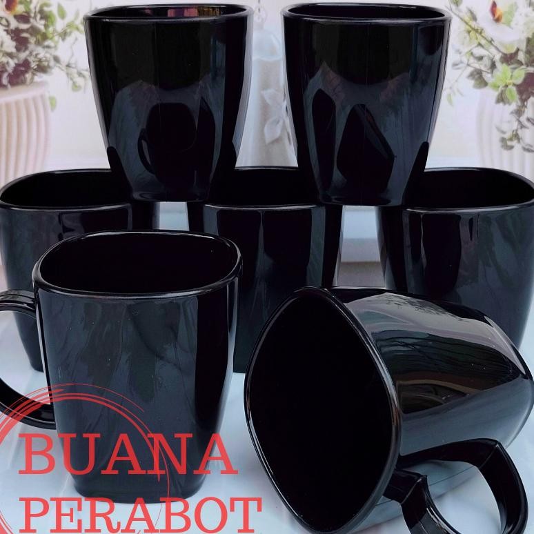 Gelas Cangkir Melamin Gagang Atau Gelas Kopi Teh Gagang Isi 6 Pcs