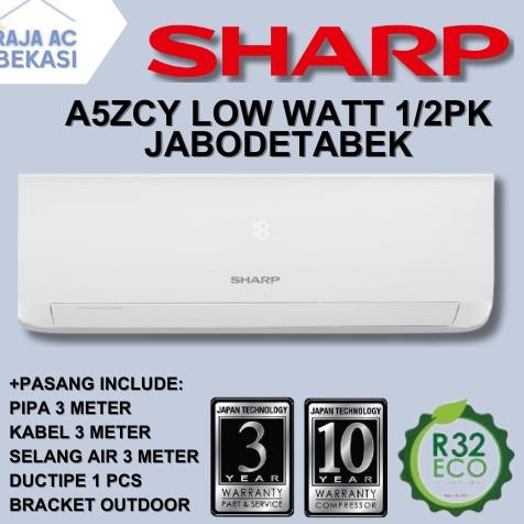 AC Sharp 1/2 PK A5ZCY LOW WATT FREE PASANG + AKSESORIS Raja AC Bekasi Nugi