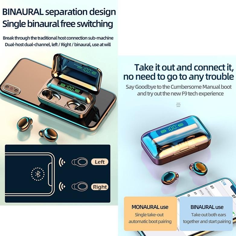 rq-56 New TWS F9 Headset Bluetooth 5.0 9D T13 L35 Mipods HIFI Full Bass Stereo Noise Reduction Wirel