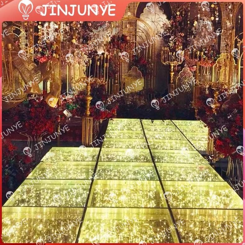 Garansi&CODKuning 4 Pcs/Set Lampu Kaca Panggung Stainless Steel Lantai Kaca Tempered Glass Stage Lan