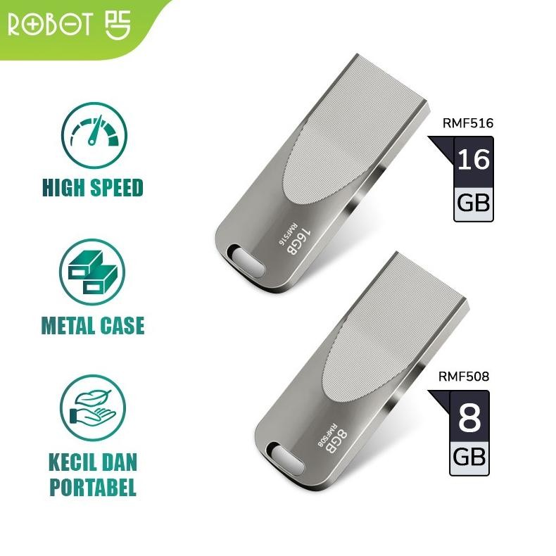 ROBOT RMF508 RMF516 Flashdisk FD 8GB 16GB USB 2.0 Silver Nugi