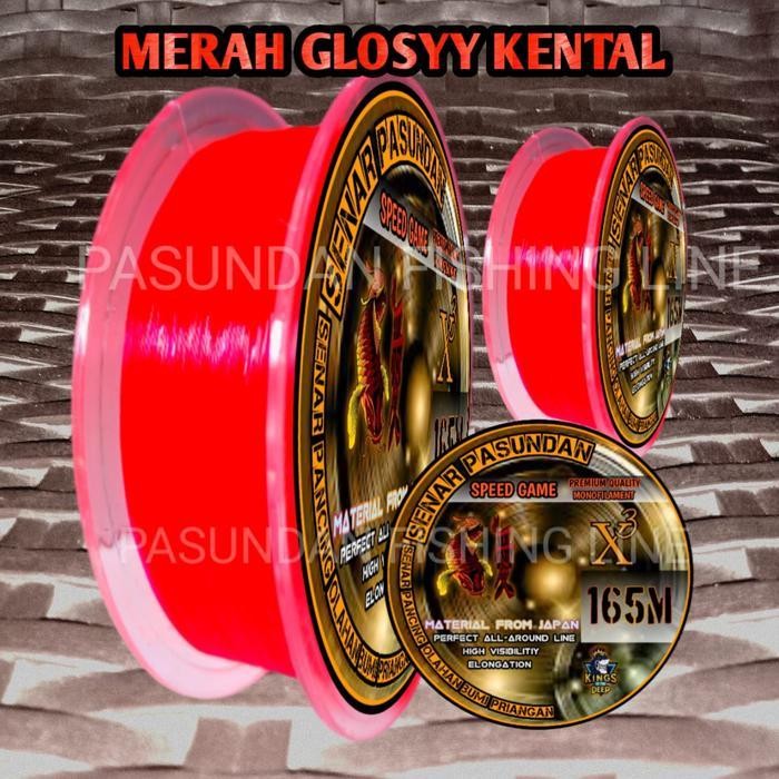 Pasundan Fishing Line Warna Merah Glossy Panjang 150Meter+15M(165M) Benang Tali Senar Pancing Olahan