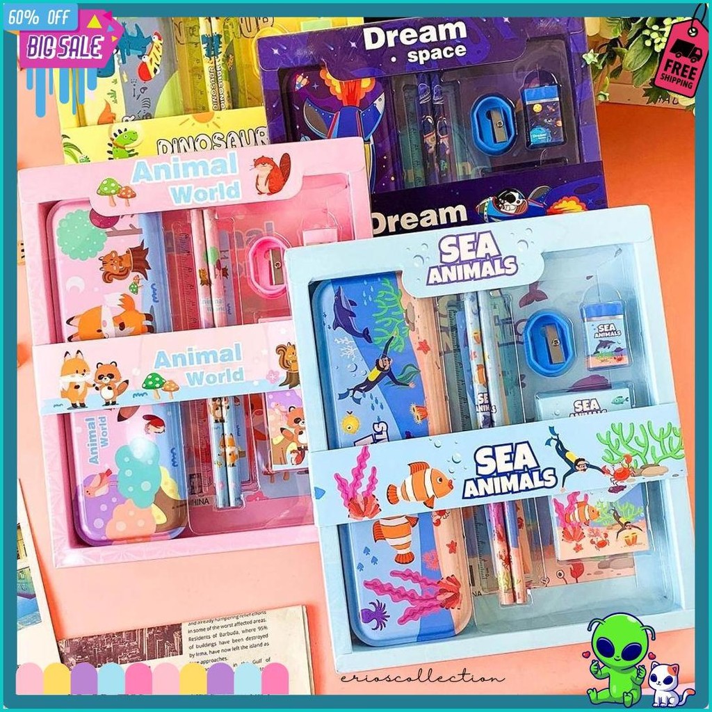 

Idoon Stationary Set Kotak Pensil Anak Set Stationery Alat Tulis Kotak Pensil Karakter Diskon