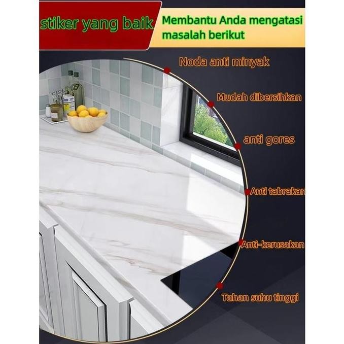 60cm * 10m wallpaper dapur stiker/wallpaper marmer/stiker kabinet meja makan/stiker dinding 1