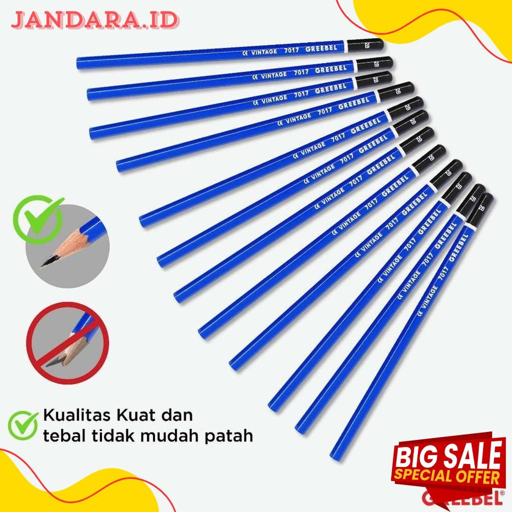 

Greebel Pencil Tulis / Pensil 2B 7017 Vintage (12Pcs/Set) / Graphite Pensil Ujian Alat Tulis Sekolah Terlaris! Produk Ini Banyak Dicari