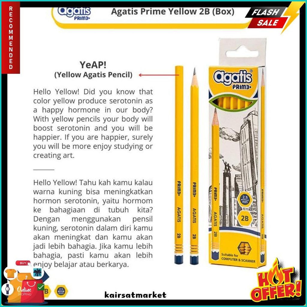 

Agatis Pensil 2B Prime Series (Isi 12 Pcs) - Pensil Ujian Hitam Kuat & Tajam Terlaris! Produk Ini Banyak Dicari