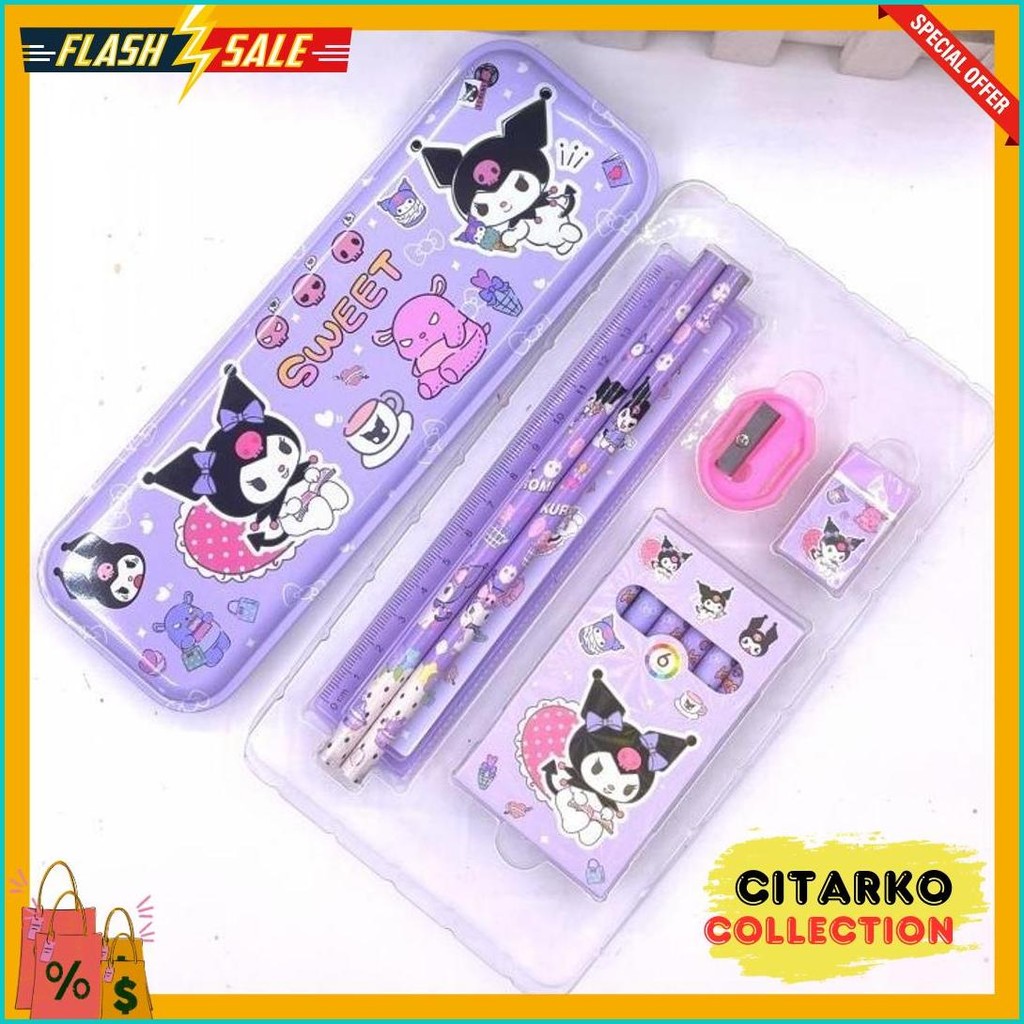 

7 In 1 Set Kotak Alat Tulis / Set Tempat Pensil Siswa / Tempat Pensil Kartun Set / Hadiah Untuk Anak-Anak Diskon Setengah Harga